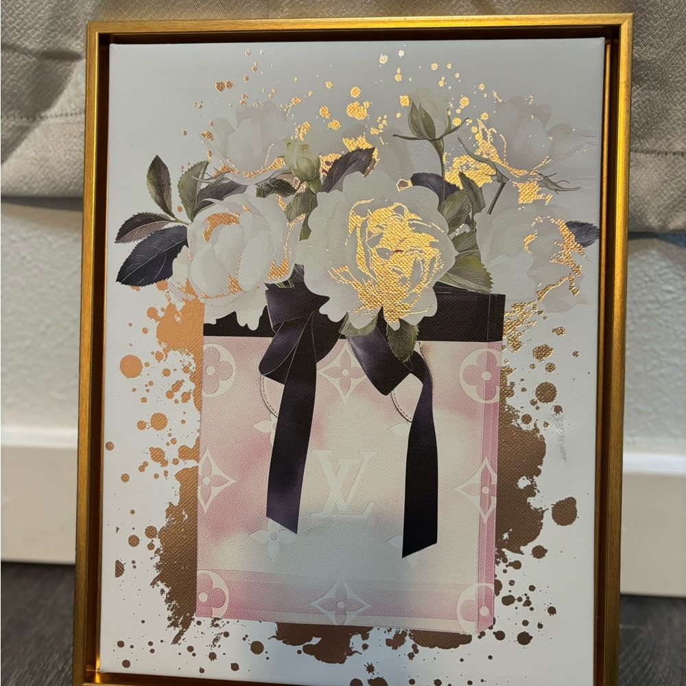 LV Floral Art with Gold Accents